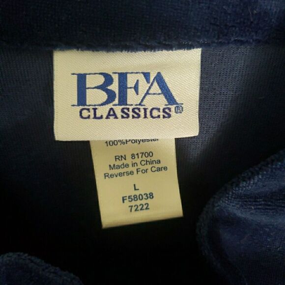 BFA Classics Blue Velour Zip Jacket Women's Size L - Picture 3 of 9